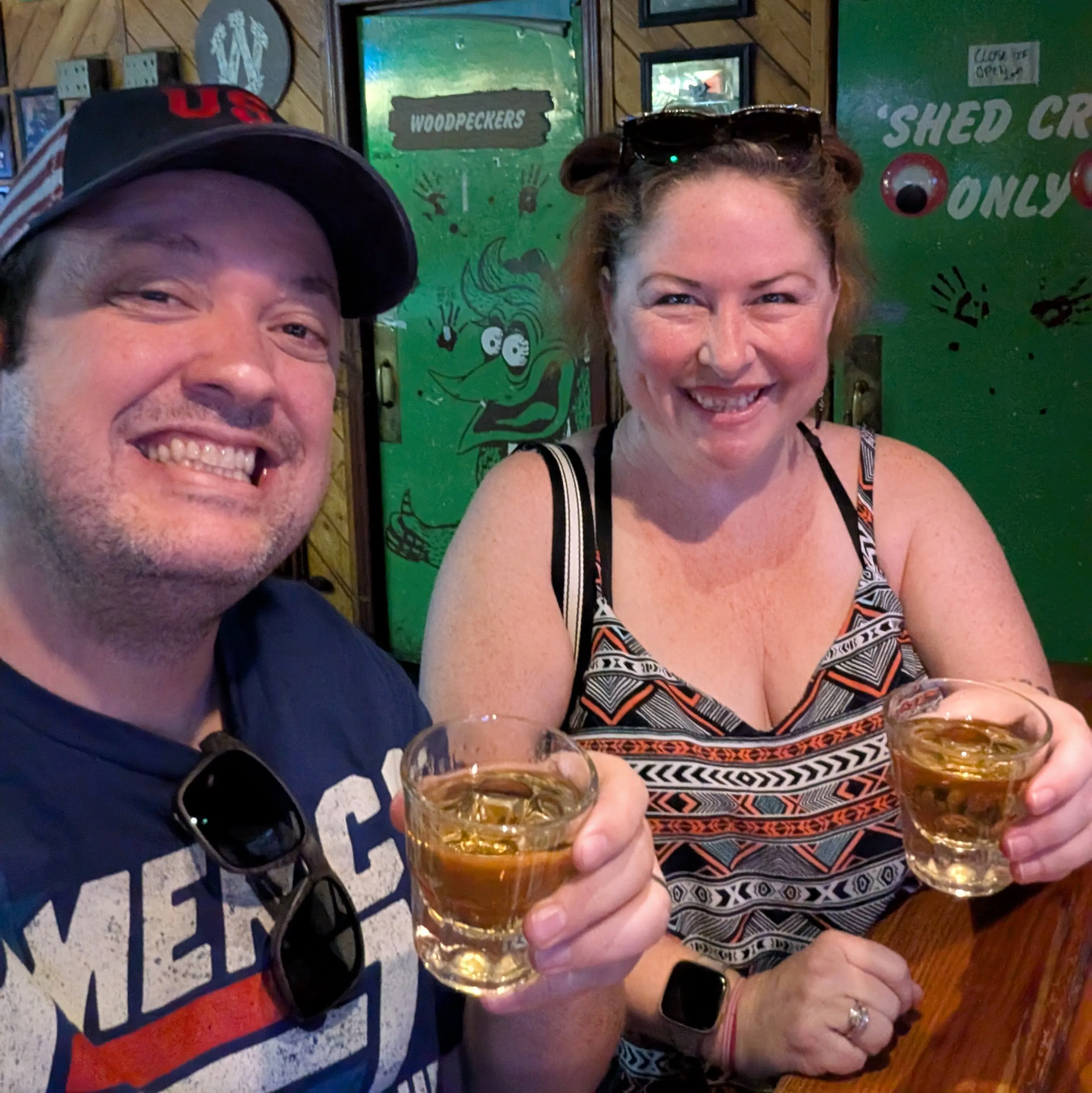 Anna and Levi starting the day with shots of Malort