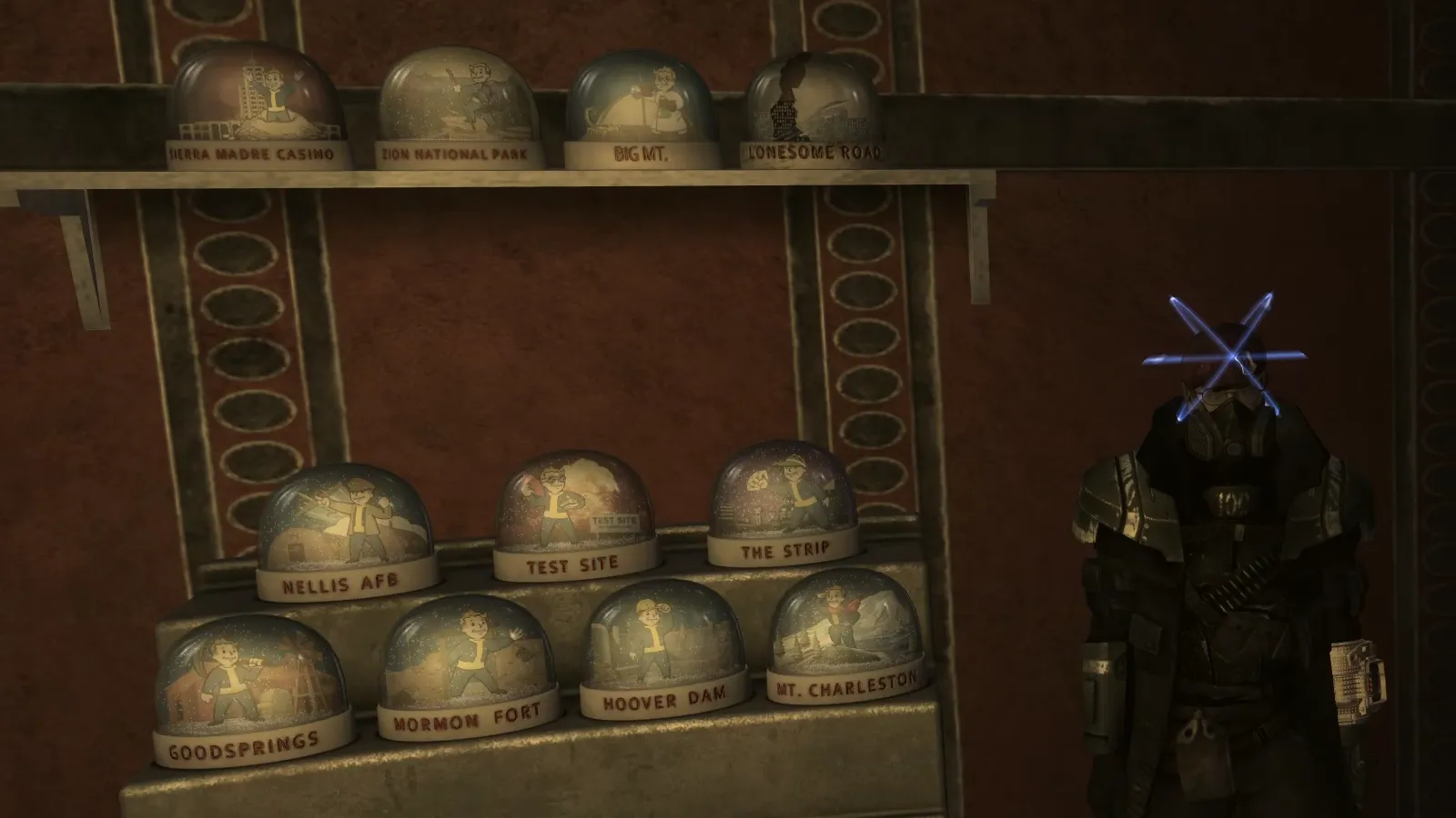FNV Courier @ Lucky 38 Presidential Suite with all snowglobes.
